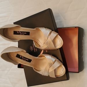 Nina Gold Satin evening shoe